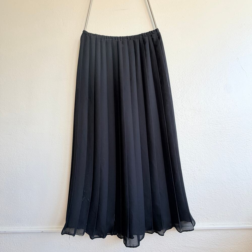 Mister J Vintage Black Sheer Pleated Maxi Skirt Witchy Whimsigoth Sz M USA